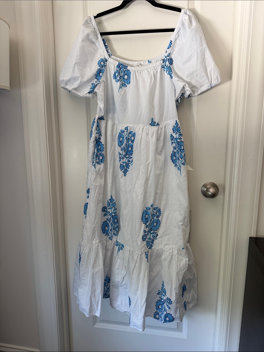 J.Crew white and blue dress